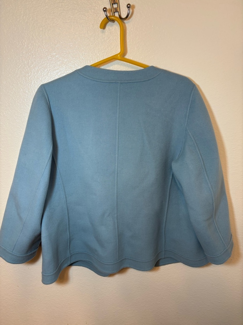 Talbots Pale Blue Collarless Ruffle Detail Coat - Picture 6 of 6